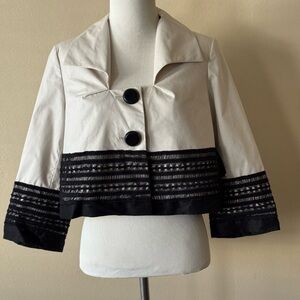 Robert Rodriguez Cream and Black embroidered crop jacket